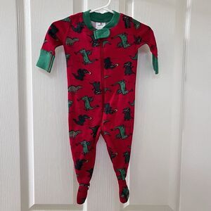 Hanna Andersson Red Dragon Footie Zippy Pajamas Organic Boys Size 50 US 0-6 Mos
